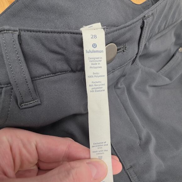 Lululemon ABC Slim Fit Pants Mens 28x30 Gray Tech Canvas Slim Straight Leg Warp - Picture 5 of 6